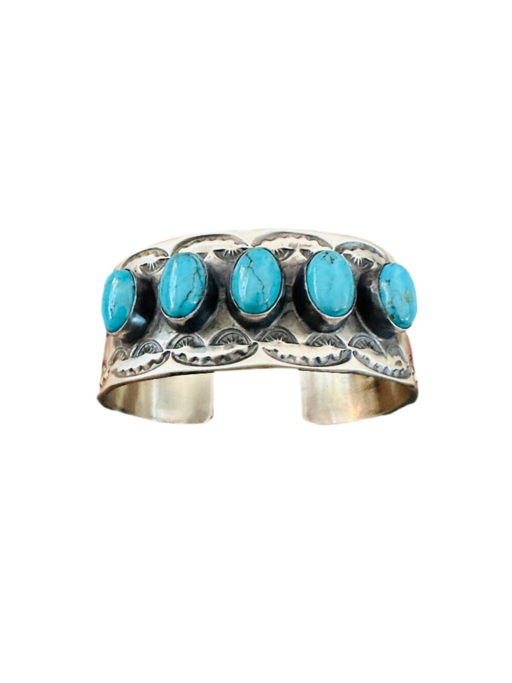 Handcrafted Sterling Silver & Turquoise Cuff Bracelet by Chimney Butte / - Picture 7 of 7